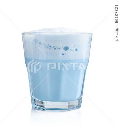 Blue matcha latte in glass isolated Blue matcha latte in glass isolated 66137821