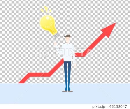 アイデアで成長する男性のイラスト 白背景 のイラスト素材
