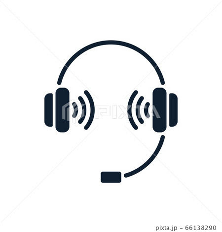 Headphones icon with microphone and sound symbol 66138290