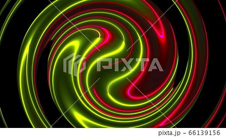 Computer generated abstract twist background. 3D rendering circular merger of neon color lines. 66139156