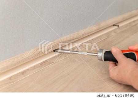 Close up man work on the installation of plastic 66139490