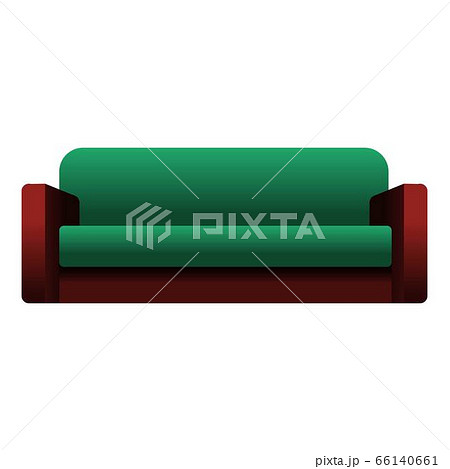 Green sofa icon, cartoon style 66140661