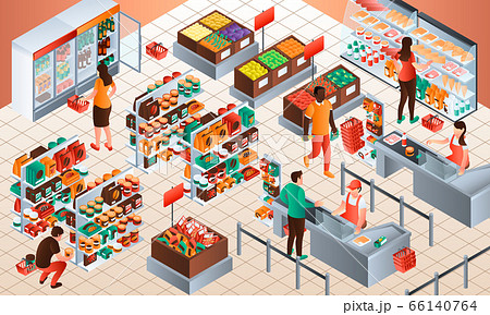 Cashier concept background, isometric style 66140764