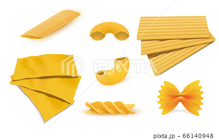 Macaroni pasta icon set, realistic style 66140948