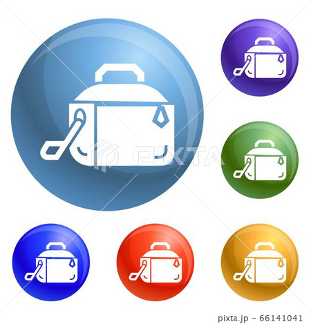 Metal lunch box icons set vector Metal lunch box icons set vector 66141041