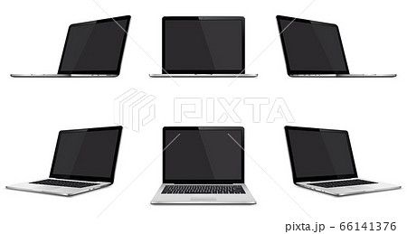 Set of modern laptop with blank screen isolated on white background Set of modern laptop with blank screen isolated on white background 66141376