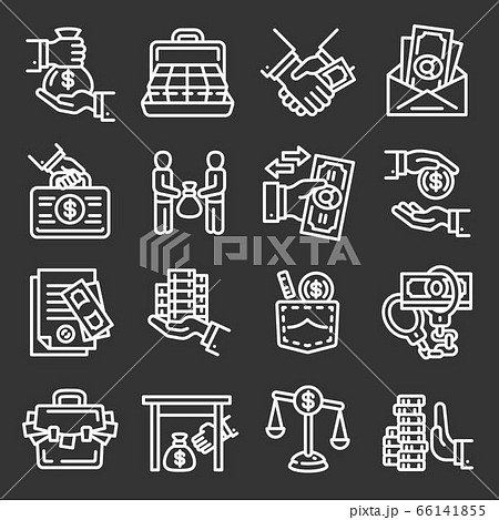 Bribery icon set, outline style Bribery icon set, outline style 66141855