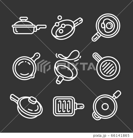 Griddle icon set, outline styleのイラスト素材 [66141865] - PIXTA