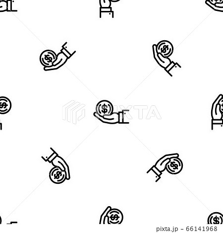 Coin in hand pattern seamless vector Coin in hand pattern seamless vector 66141968