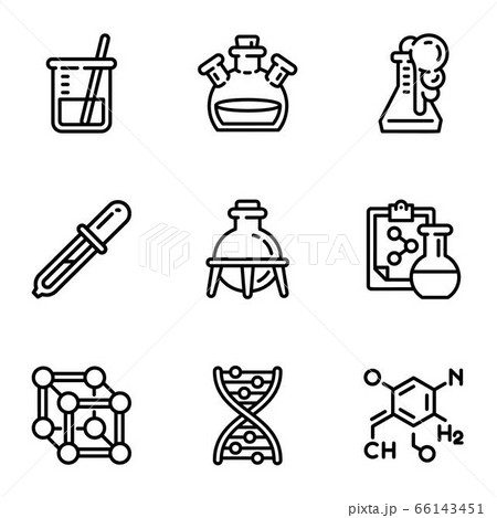 Biology science icon set, outline style 66143451