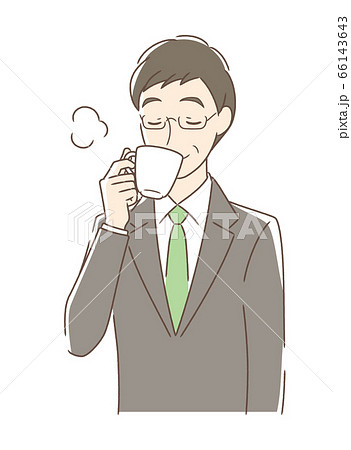 マグカップのコーヒーを飲む男性のイラスト素材