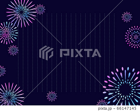 花火のイラストの罫線入り背景 66147145