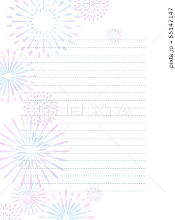 花火のイラストの罫線入り背景のイラスト素材 花火のイラストの罫線入り背景のイラスト素材
