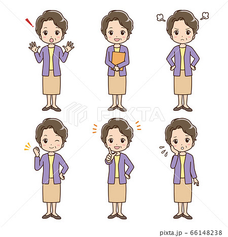 さまざまなポーズのイラスト　おばあちゃん 66148238
