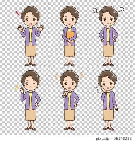 さまざまなポーズのイラスト　おばあちゃん 66148238