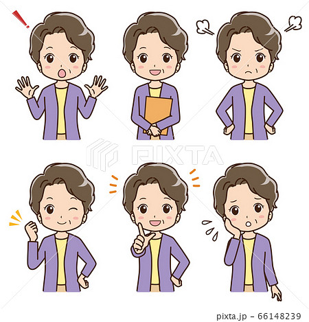 さまざまなポーズのイラスト　おばあちゃん 66148239