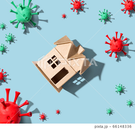 House with influenza and Coronavirus concept 66148336