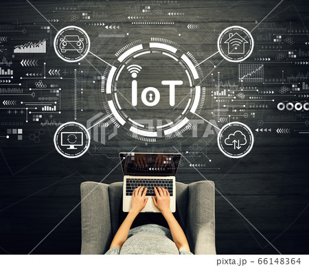 IoT theme with person using a laptop 66148364