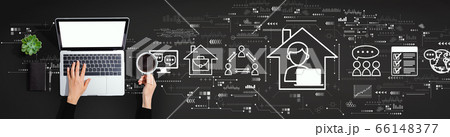 Remote Work theme with person using laptop computer 66148377