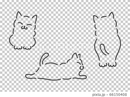 Simple line drawing cat_from 3 directions 66150408