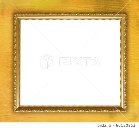 Gold picture frame isolated on a golden background 66150852