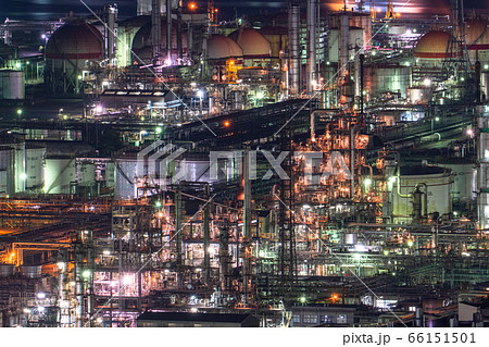 《岡山県》水島コンビナート・工場夜景《鷲羽山スカイラインより》 66151501