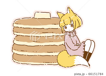 Yuru Cute Pancake And Fox Stock Illustration