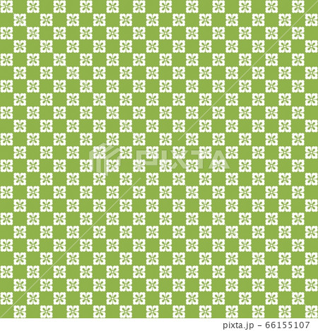 市松花菱の和柄パターンの背景素材（鶸萌黄色） 66155107