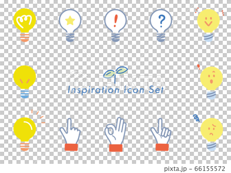 Light bulb and hand sign icon illustration set Light bulb and hand sign icon illustration set 66155572