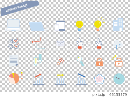 カラフルなビジネスアイコンセット（Web・資料制作向けベクター素材） 66155579