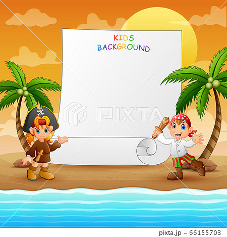 Border template with pirate at the beach 66155703