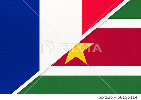 France and Suriname, symbol of national flags from textile France and Suriname, symbol of national flags from textile 66156114