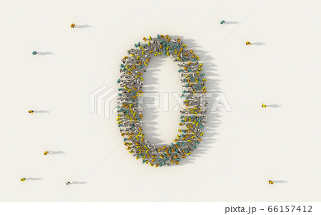 Large group of people forming number zero, 0, Large group of people forming number zero, 0, 66157412