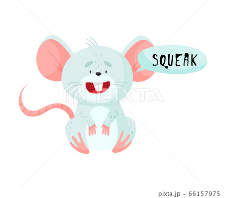 Little Mouse With Open Mouth Making Squeak のイラスト素材