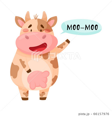 Cow With Open Mouth Making Moo Sound Isolated のイラスト素材