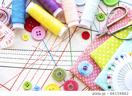 Sewing accessories on a white background 66159862