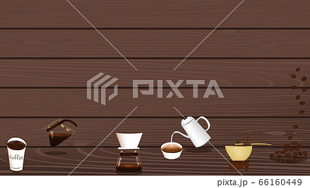 一杯のコーヒーを淹れるイラストのフレーム背景 メッセージボード のイラスト素材