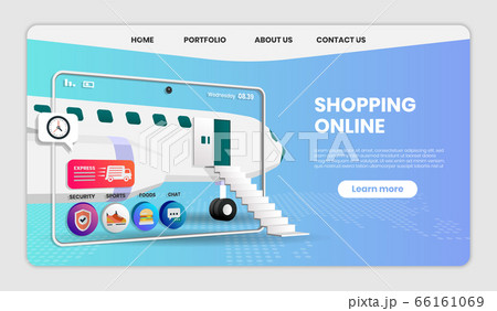 Shopping Online on Mobile Application with plane 66161069