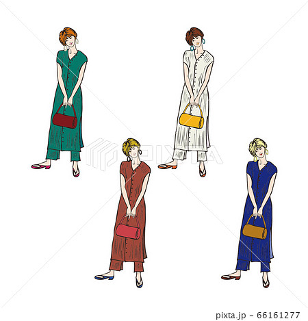 ファッションモデル女性イラストのイラスト素材