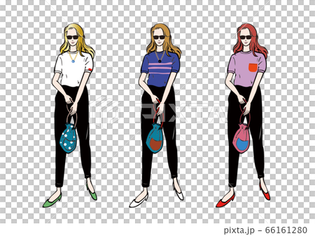 ファッションモデル女性イラストのイラスト素材