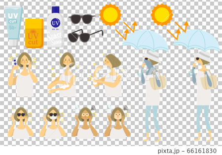 日焼け対策をする女性イラスト 66161830