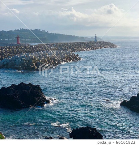 水平線 雲 海岸 66161922