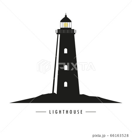 Lighthouse Silhouette Icon Isolated On Whiteのイラスト素材