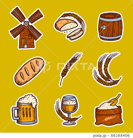 Barley icon set, hand drawn style 66168406