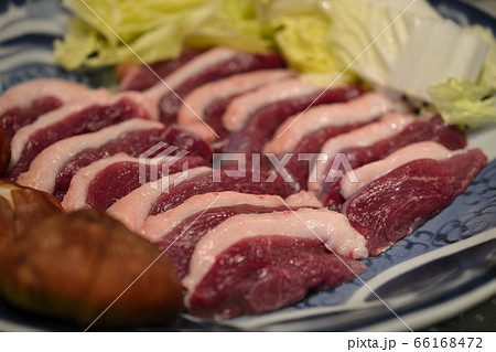 ネギと鴨肉で鴨鍋 66168472