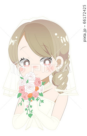 バラのブーケを持った花嫁 パステル のイラスト素材