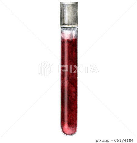 Hand drawn tube with blood test. 66174184