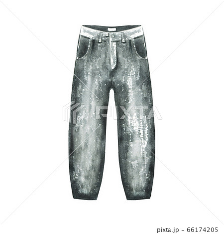 Watercolor Jeans Isolated On White のイラスト素材