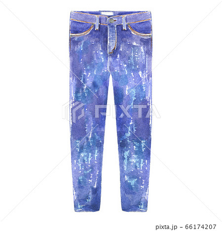 Watercolor blue jeans isolated on white Watercolor blue jeans isolated on white 66174207
