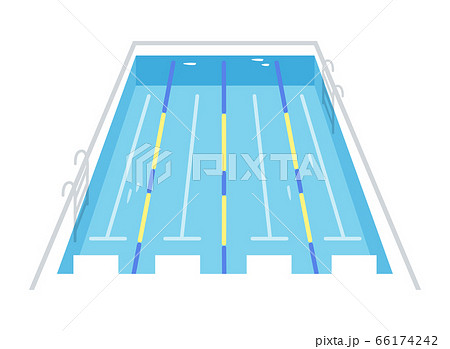 スタンダードなプールのイラスト 学校 ジム 正面 のイラスト素材